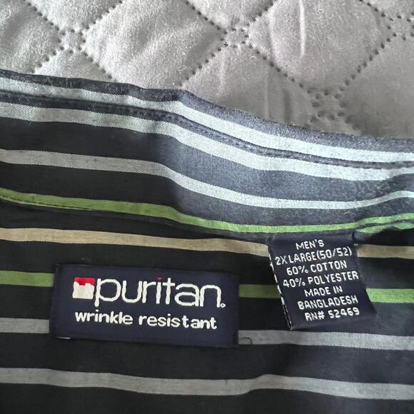 ✨Lot of 2 VTG Puritan Mens 2XL Plaid Stripe Button down Shirt Short Sleeve Y2K - Picture 6 of 13